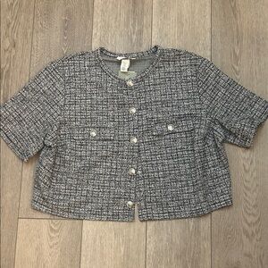 Black and White Tweed Blouse